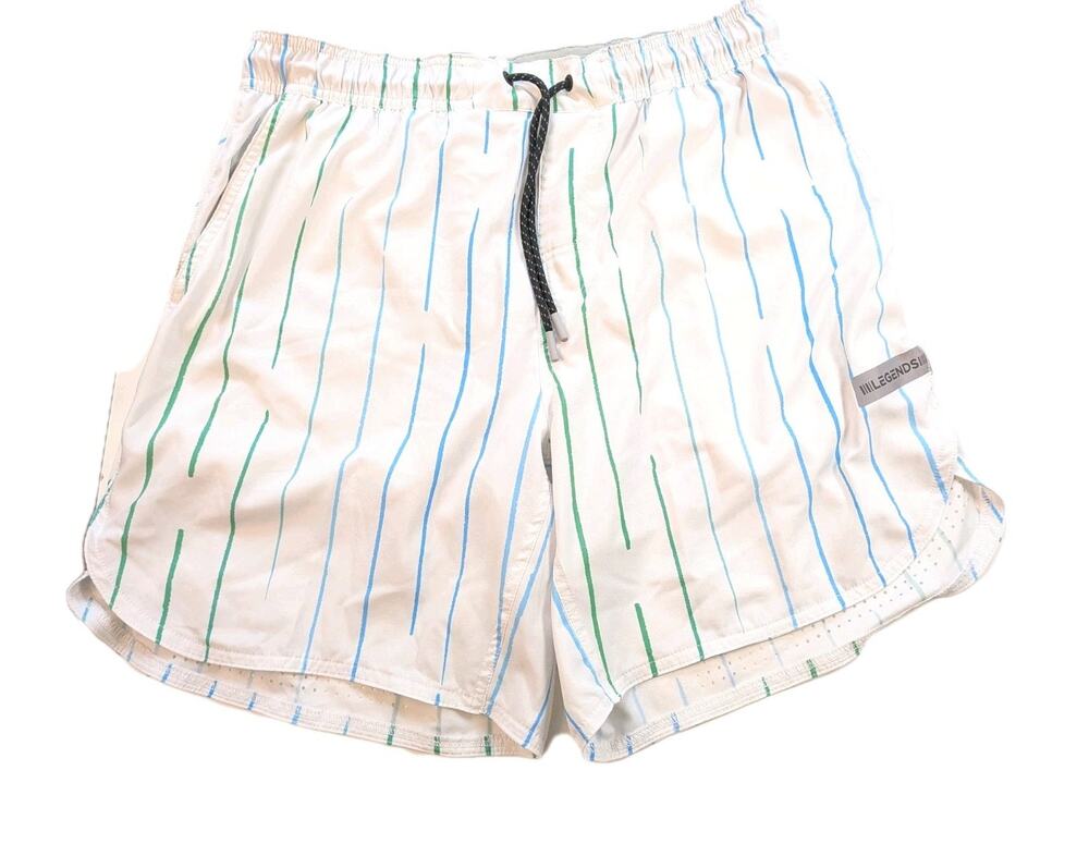 Legends Luka HD Men’s Lined Training Shorts Stripe White Gray Size L 6.5"